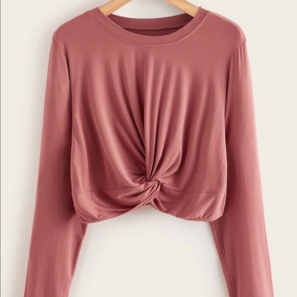 Tops - Rose Pink Crop Top Twist Front